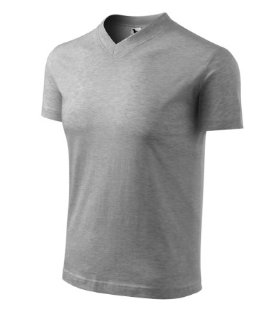 MALFINI V-neck Póló unisex sötétszürke melírozott