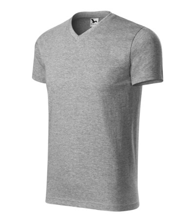 MALFINI Heavy V-neck Póló unisex sötétszürke melírozott