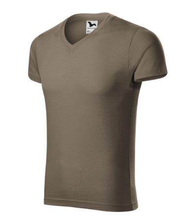 MALFINI Slim Fit V-neck Póló férfi army