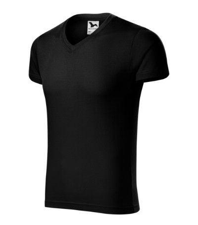 MALFINI Slim Fit V-neck Póló férfi fekete