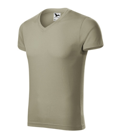 MALFINI Slim Fit V-neck Póló férfi világos khaki