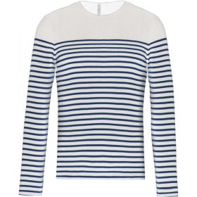   Kariban Férfi Hosszú Ujjú Breton Csíkos Felső Striped White/Navy