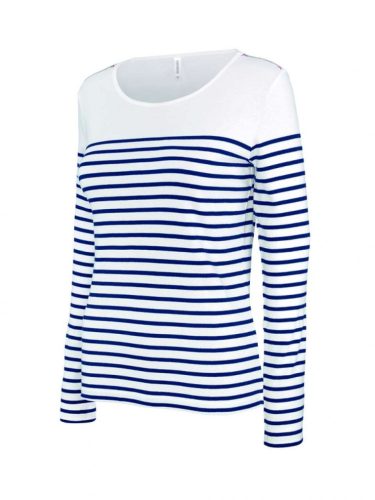 Kariban NŐI HOSSZÚ UJJÚ BRETON CSÍKOS FELSŐ Striped White/Navy