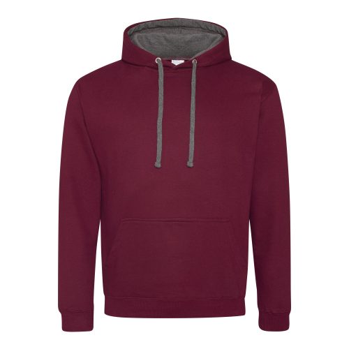 Just Hoods kontrasztos kapucnis pulóver  Burgundy/Charcoal