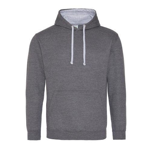 Just Hoods kontrasztos kapucnis pulóver  Charcoal/Heather Grey