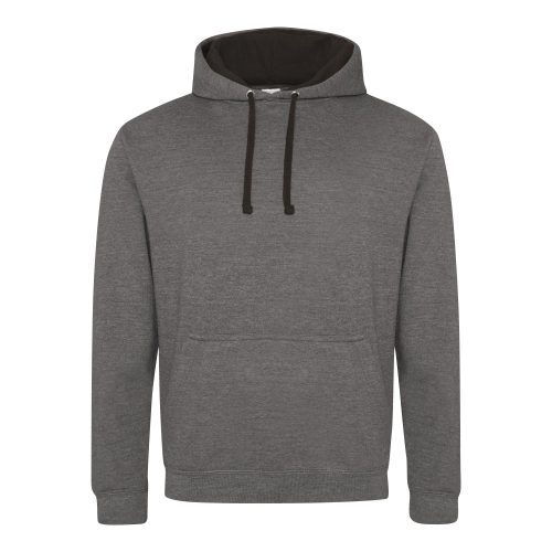 Just Hoods kontrasztos kapucnis pulóver  Charcoal Grey/Jet Black