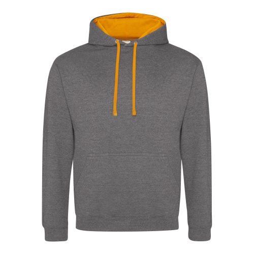 Just Hoods kontrasztos kapucnis pulóver  Charcoal/Orange Crush