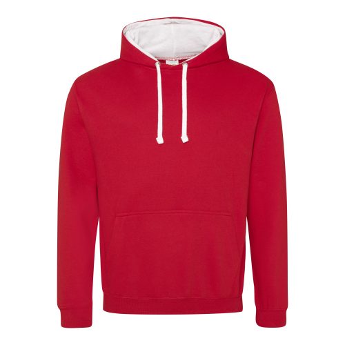 Just Hoods kontrasztos kapucnis pulóver  Fire Red/Arctic White