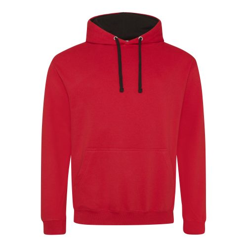 Just Hoods kontrasztos kapucnis pulóver  Fire Red/Jet Black