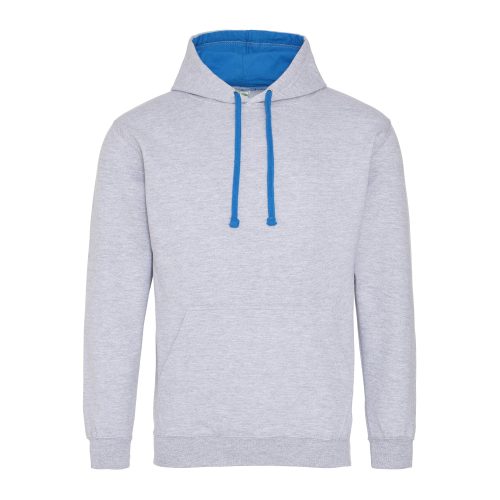 Just Hoods kontrasztos kapucnis pulóver  Heather Grey/Sapphire Blue