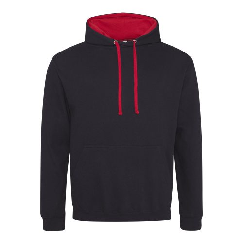 Just Hoods kontrasztos kapucnis pulóver  Jet Black/Fire Red