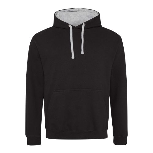 Just Hoods kontrasztos kapucnis pulóver  Jet Black/Heather Grey