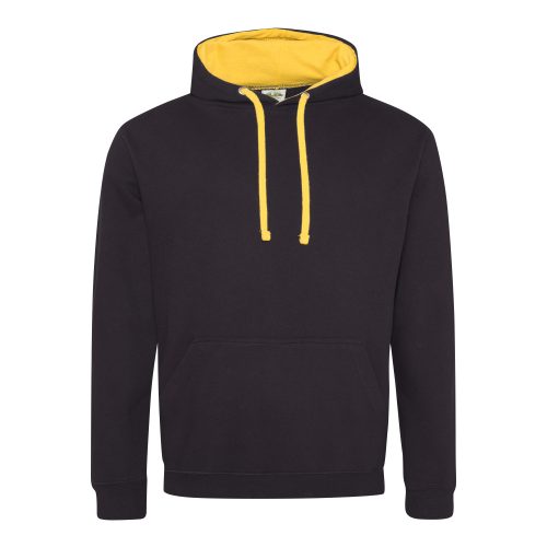 Just Hoods kontrasztos kapucnis pulóver  Jet Black/Sun Yellow