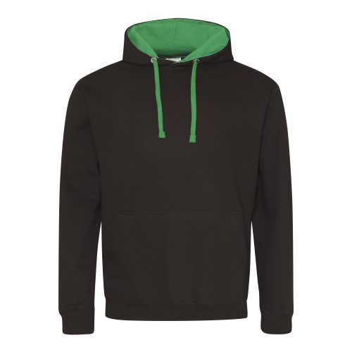 Just Hoods kontrasztos kapucnis pulóver  Jet Black/Kelly Green