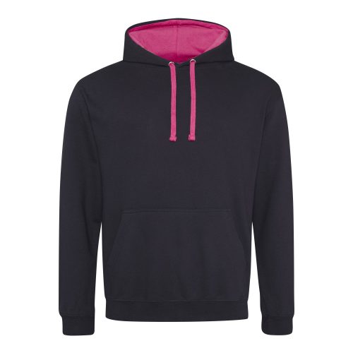 Just Hoods kontrasztos kapucnis pulóver  Jet Black/Hot Pink