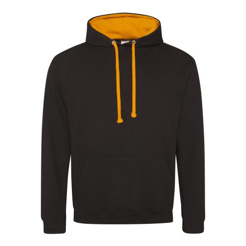 Just Hoods kontrasztos kapucnis pulóver  Jet Black/Orange Crush