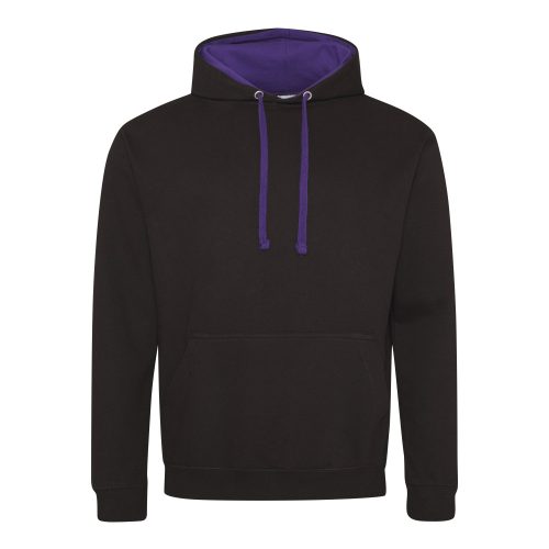 Just Hoods kontrasztos kapucnis pulóver  Jet Black/Purple