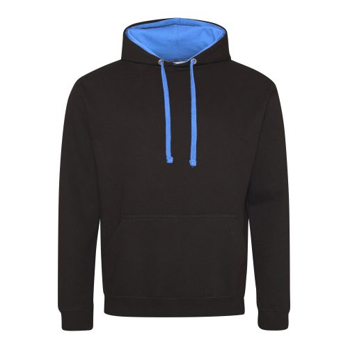 Just Hoods kontrasztos kapucnis pulóver  Jet Black/Sapphire Blue