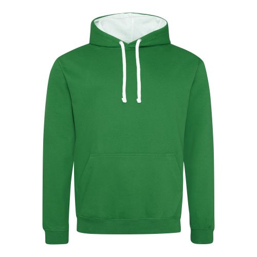 Just Hoods kontrasztos kapucnis pulóver  Kelly Green/Arctic White