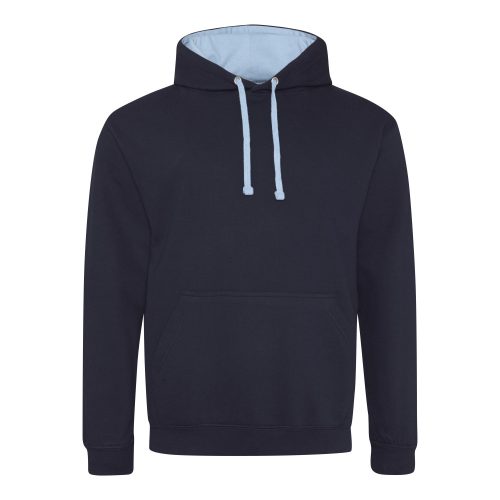 Just Hoods kontrasztos kapucnis pulóver  New French Navy/Sky Blue