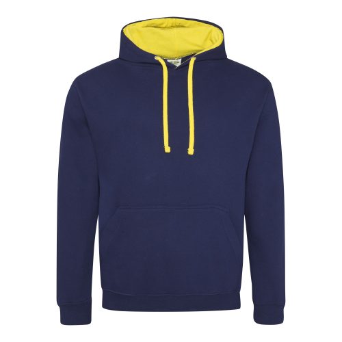 Just Hoods kontrasztos kapucnis pulóver  Oxford Navy/Sun Yellow