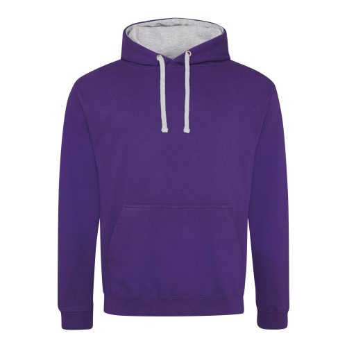 Just Hoods kontrasztos kapucnis pulóver  Purple/Heather Grey