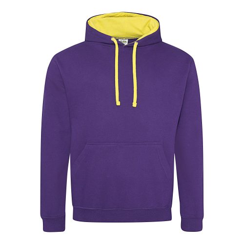 Just Hoods kontrasztos kapucnis pulóver  Purple/Sun Yellow