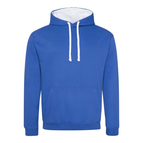 Just Hoods kontrasztos kapucnis pulóver  Royal Blue/Arctic White