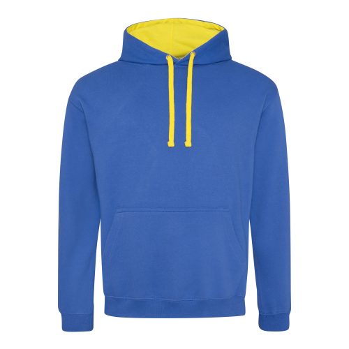 Just Hoods kontrasztos kapucnis pulóver  Royal Blue/Sun Yellow