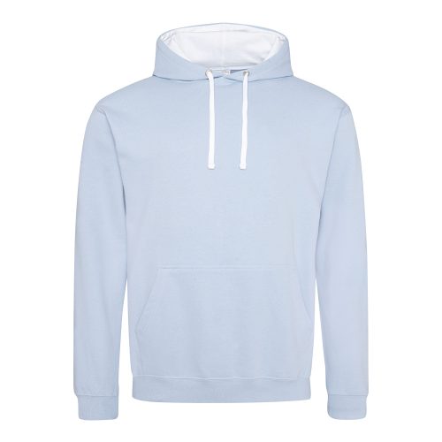 Just Hoods kontrasztos kapucnis pulóver  Sky Blue/Arctic White