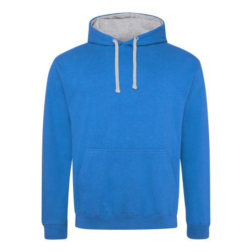 Just Hoods kontrasztos kapucnis pulóver  Sapphire Blue/Heather Grey