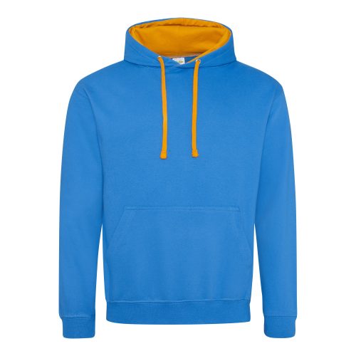 Just Hoods kontrasztos kapucnis pulóver  Sapphire Blue/Orange Crush