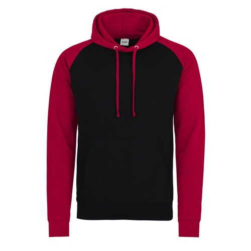 Just Hoods BASEBALL kapucnis pulóver Jet Black/Fire Red