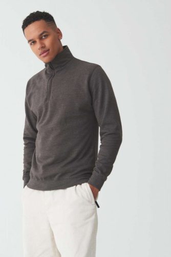 Just Hoods Fél Zippzáras Pulóver Charcoal