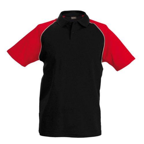 Kariban BASEBALL - SHORT-SLEEVED Galléros póló Black/Red