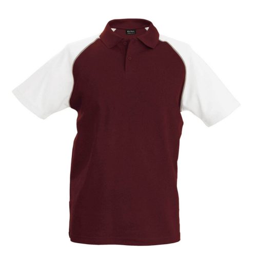 Kariban BASEBALL - SHORT-SLEEVED Galléros póló Bordeaux/White