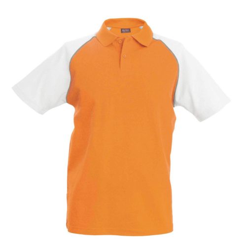 Kariban BASEBALL - SHORT-SLEEVED Galléros póló Orange/White