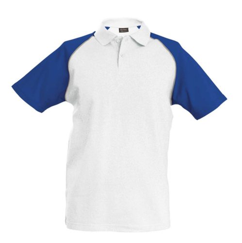 Kariban BASEBALL - SHORT-SLEEVED Galléros póló White/Royal Blue