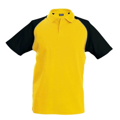 Kariban BASEBALL - SHORT-SLEEVED Galléros póló Yellow/Black