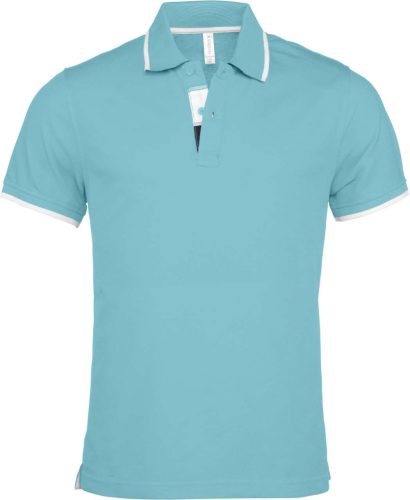 Kariban FÉRFI SHORT-SLEEVED Galléros póló Light Turquoise/White/Navy