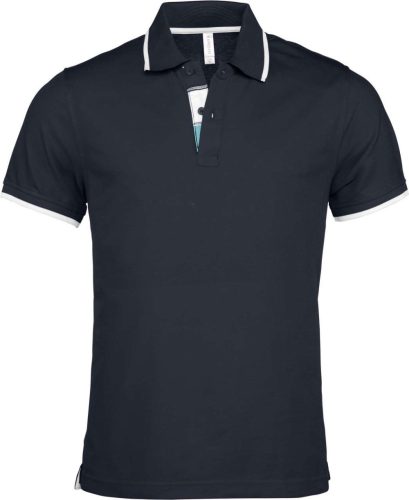 Kariban FÉRFI SHORT-SLEEVED Galléros póló Navy/White/Light Turquoise