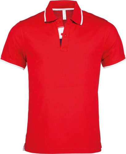 Kariban FÉRFI SHORT-SLEEVED Galléros póló Red/White/Navy