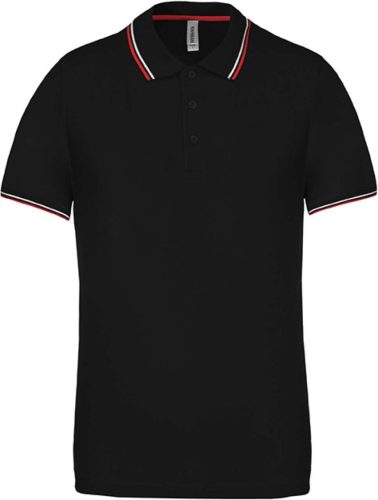 Kariban FÉRFI SHORT-SLEEVED Galléros póló Black/Red/White