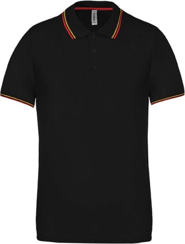 Kariban FÉRFI SHORT-SLEEVED Galléros póló Black/Red/Yellow