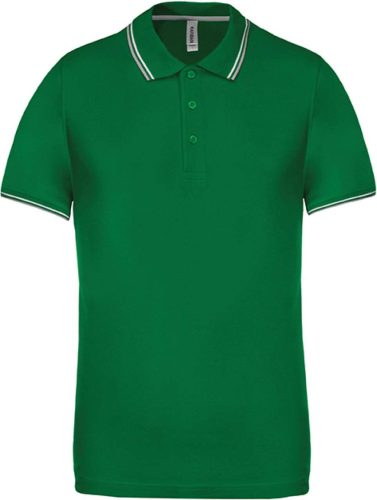 Kariban FÉRFI SHORT-SLEEVED Galléros póló Kelly Green/Light Grey/White