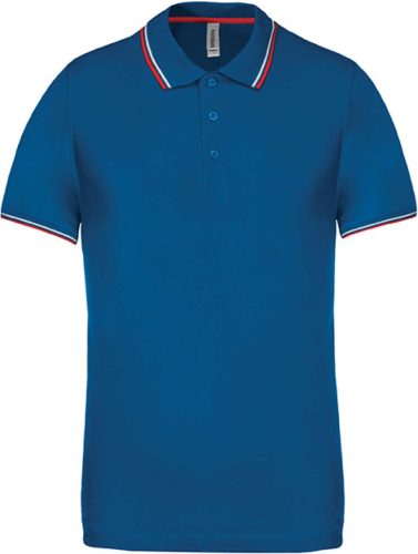 Kariban FÉRFI SHORT-SLEEVED Galléros póló Light Royal Blue/Red/White