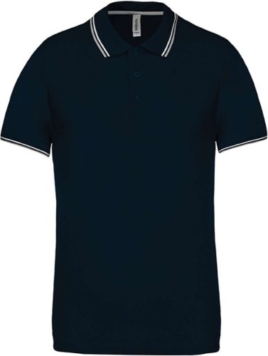 Kariban FÉRFI SHORT-SLEEVED Galléros póló Navy/Light Grey/White