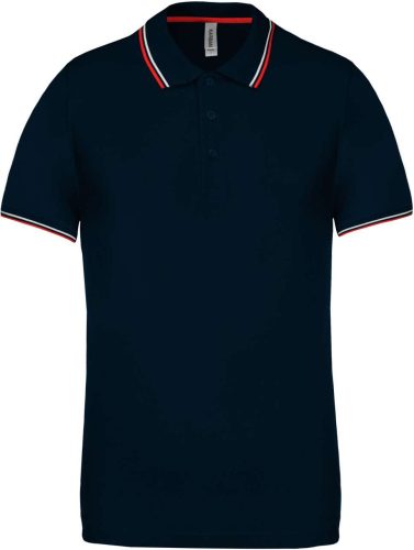 Kariban FÉRFI SHORT-SLEEVED Galléros póló Navy/Red/White