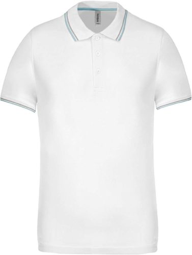 Kariban FÉRFI SHORT-SLEEVED Galléros póló White/Sky Blue/Light Grey