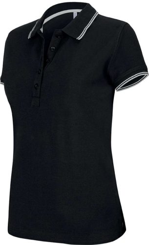 Kariban NŐI SHORT-SLEEVED Galléros póló Black/Light Grey/White